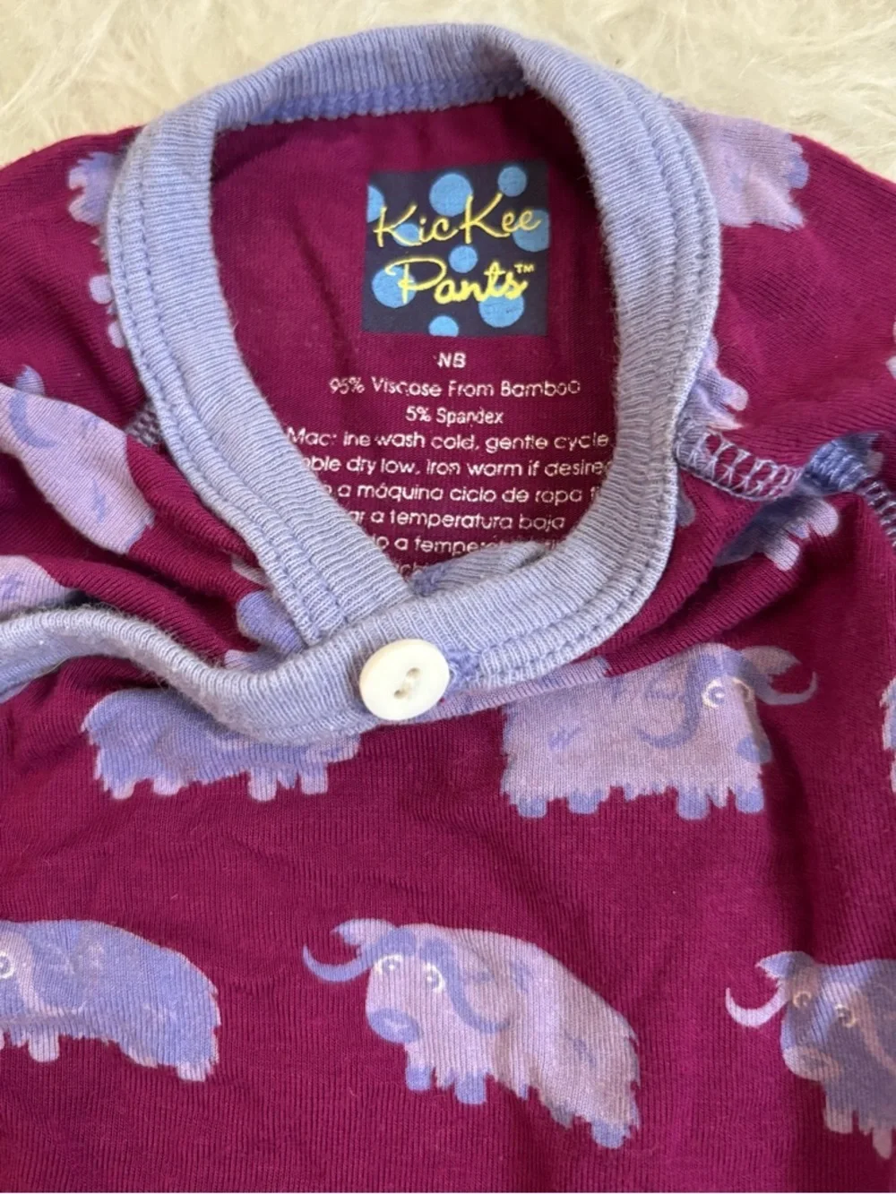 Kickee Pants Baby Bamboo Maroon & Lavender Yak AOP Wrap Bodysuit & Jogger Set